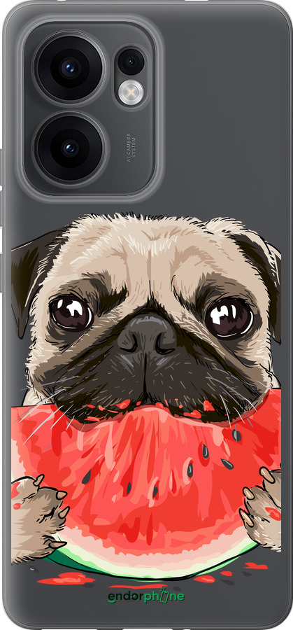 Силіконовий чехол Мопс і кавун для Oppo Reno13 F 5G / Reno13 F 4G - 4665u-3955 изображение 