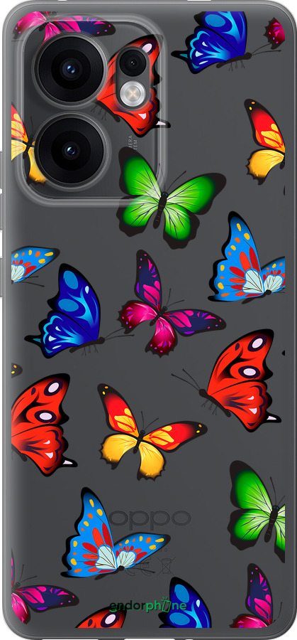 Силиконовый чехол Красочные мотыльки для Oppo Reno13 F 5G / Reno13 F 4G - 4761u-3955 изображение 