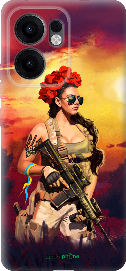 Силіконовий чехол Українка зі зброєю  для Oppo Reno13 F 5G / Reno13 F 4G - 5316u-3955 изображение 