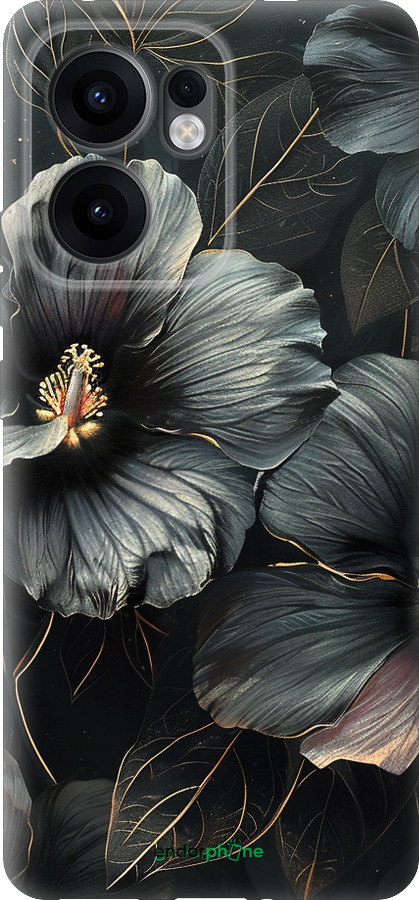 Силиконовый чехол Черные цветы для Oppo Reno13 F 5G / Reno13 F 4G - 6031u-3955 изображение 