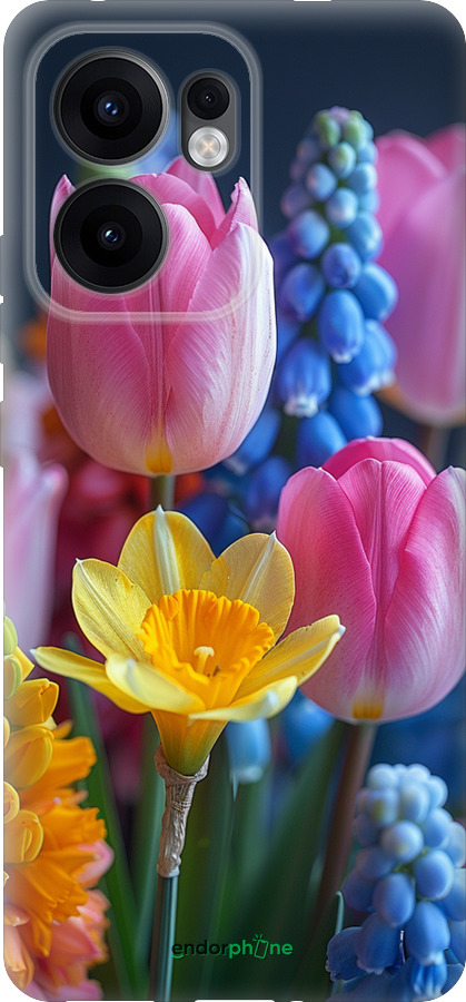 Силиконовый чехол Весенние цветы для Oppo Reno13 F 5G / Reno13 F 4G - 6058u-3955 изображение 