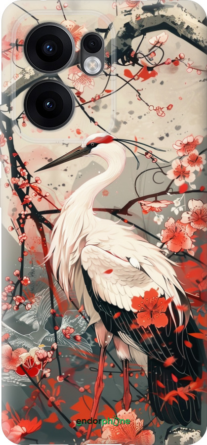 Силиконовый чехол Аист в цвету сакуры для Oppo Reno13 F 5G / Reno13 F 4G - 6109u-3955 изображение 