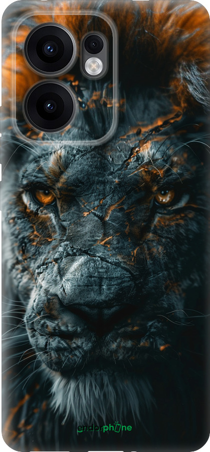 Силиконовый чехол Пламенный лев для Oppo Reno13 F 5G / Reno13 F 4G - 6153u-3955 изображение 