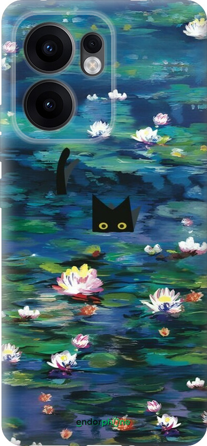 Силіконовий чехол с изображением водяных лилий и кошек для Oppo Reno13 F 5G / Reno13 F 4G - 6257u-3955 изображение 