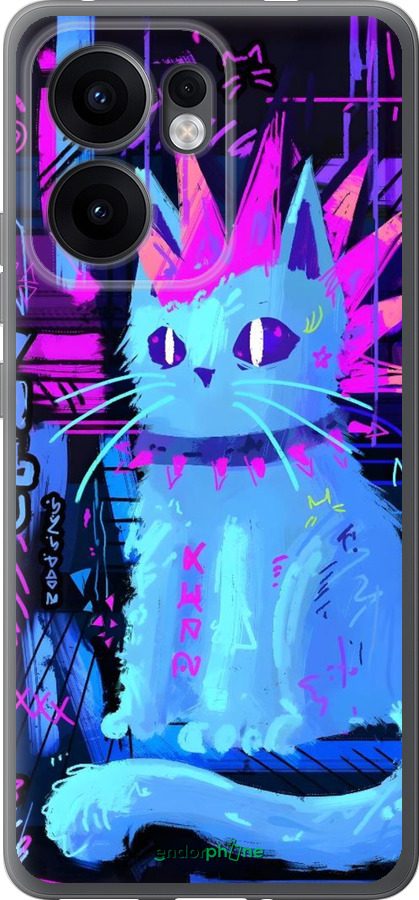 Силиконовый чехол Кот панк для Oppo Reno13 F 5G / Reno13 F 4G - 6311u-3955 изображение 