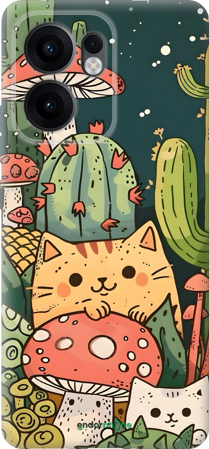 Силиконовый чехол Коты грибы для Oppo Reno13 F 5G / Reno13 F 4G - 6321u-3955 изображение 
