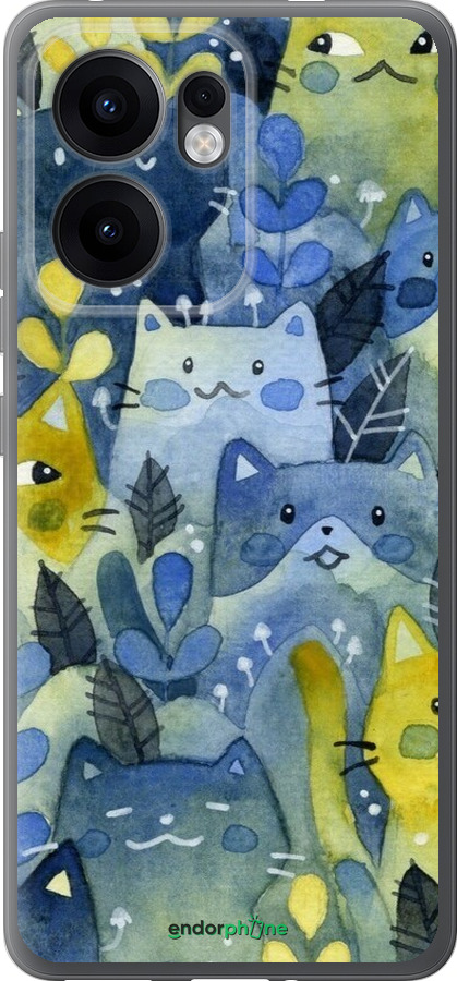 Силіконовий чехол Із зображенням котячого лісу для Oppo Reno13 F 5G / Reno13 F 4G - 6447u-3955 изображение 