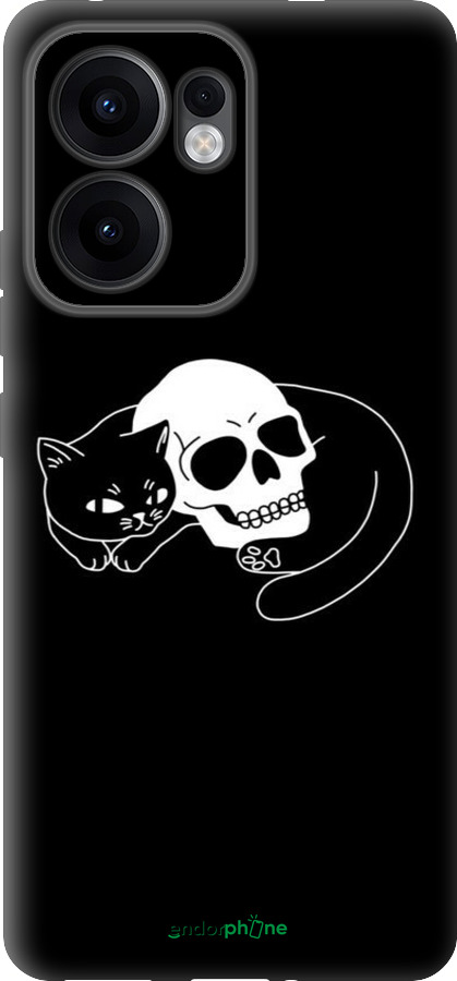 Силиконовый чехол С изображением кота и черепа для Oppo Reno13 F 5G / Reno13 F 4G - 6491u-3955 изображение 