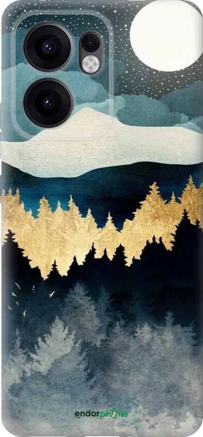 Силиконовый чехол Ночной пейзаж с лесом и горами для Oppo Reno13 F 5G / Reno13 F 4G - 6493u-3955 изображение 