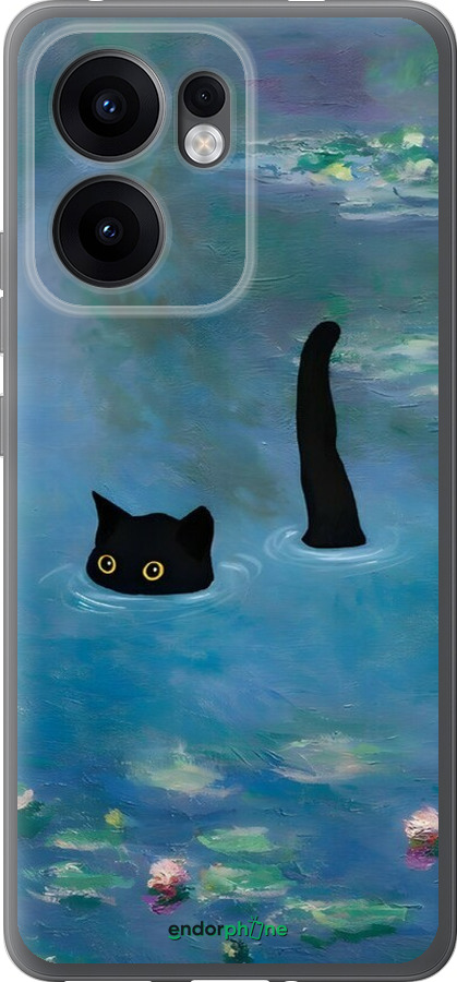 Силіконовий чехол Із зображенням кота та водяної лілії Monet для Oppo Reno13 F 5G / Reno13 F 4G - 6519u-3955 изображение 