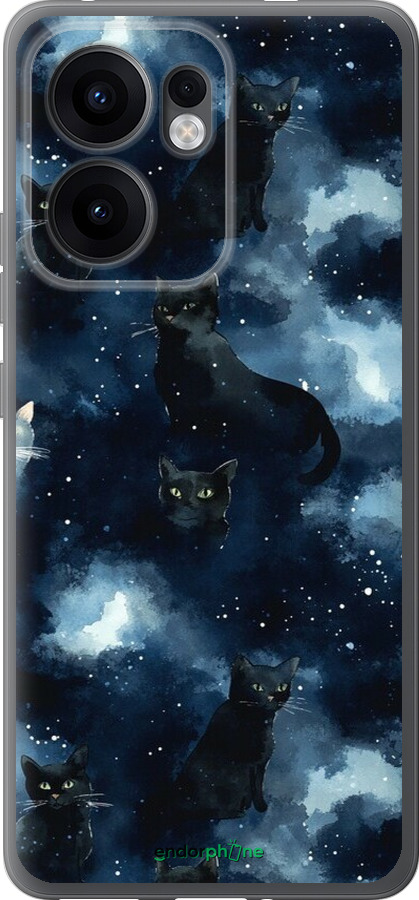 Силіконовий чехол Зображення котиків з темною аквареллю для Oppo Reno13 F 5G / Reno13 F 4G - 6521u-3955 изображение 