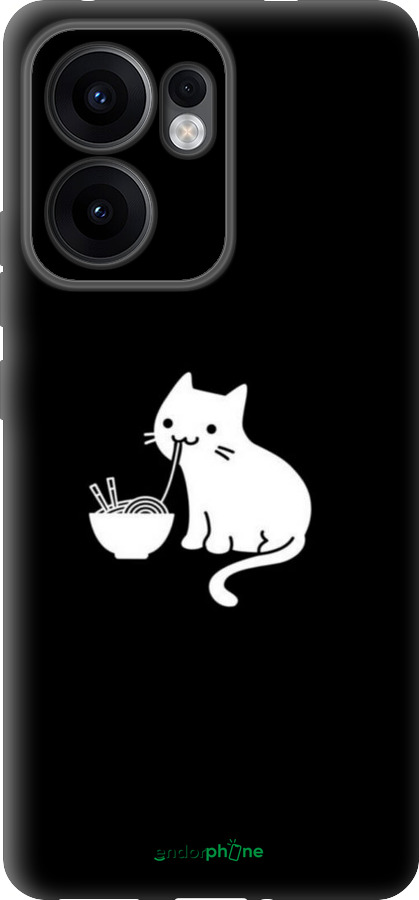 Силиконовый чехол С милым котом на черном фоне для Oppo Reno13 F 5G / Reno13 F 4G - 6528u-3955 изображение 