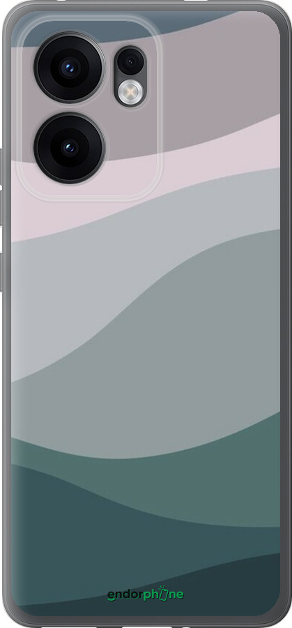 Силиконовый чехол С фиолетовым и бирюзовым ретро-стилем и волнами для Oppo Reno13 F 5G / Reno13 F 4G - 6533u-3955 изображение 