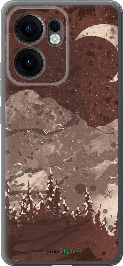 Силиконовый чехол С изображением лунного пейзажа в ночном лесу для Oppo Reno13 F 5G / Reno13 F 4G - 6546u-3955 изображение 