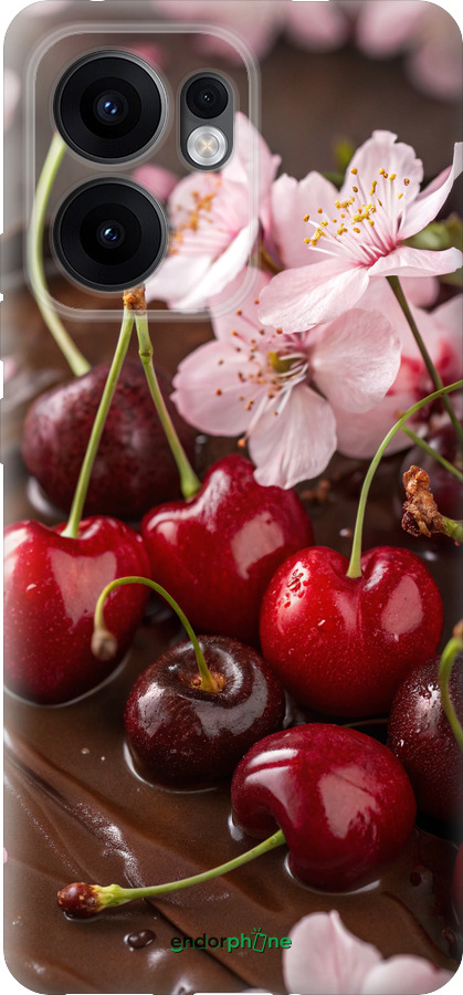 Силиконовый чехол Вишня в шоколаде для Oppo Reno13 F 5G / Reno13 F 4G - 6698u-3955 изображение 