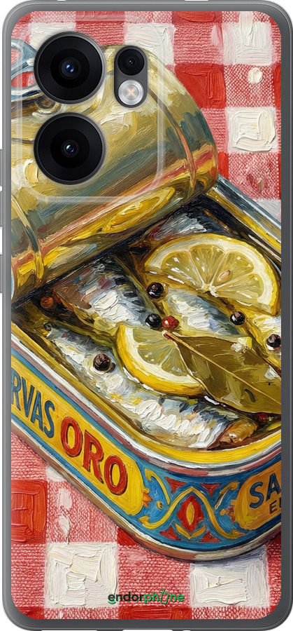 Силиконовый чехол Vintage Sardine Tin Phone для Oppo Reno13 F 5G / Reno13 F 4G - 6772u-3955 изображение 