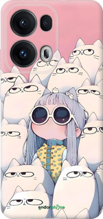 Силиконовый чехол Малышка с котами для Oppo Reno13 Pro - 6295u-3943 изображение 