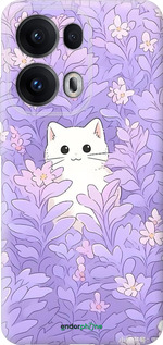 Силиконовый чехол Котик в цветах для Oppo Reno13 Pro - 6390u-3943 изображение 