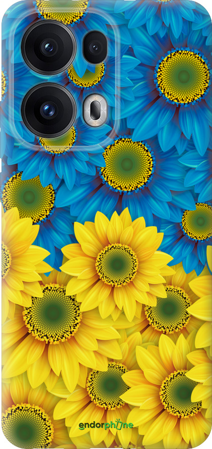 Силиконовый чехол Жёлто-голубые цветы для Oppo Reno13 Pro - 1048u-3943 изображение 