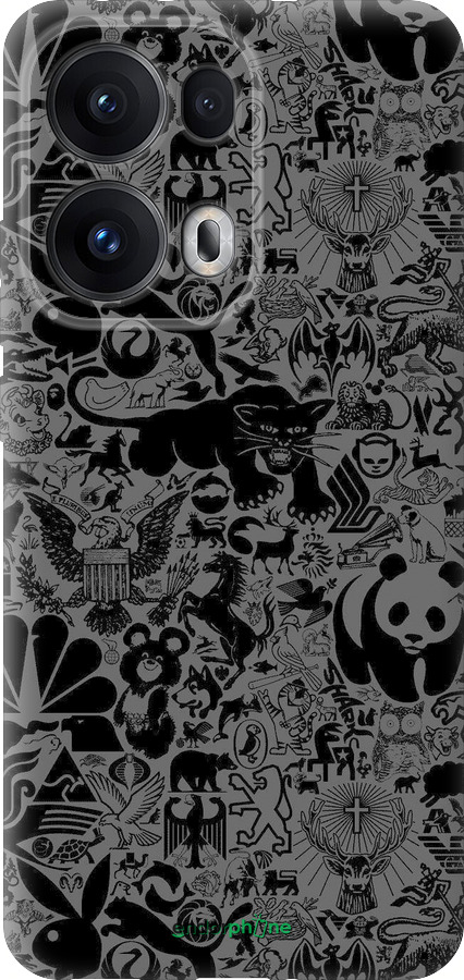 Силиконовый чехол Чёрно-серый стикер бомбинг для Oppo Reno13 Pro - 2432u-3943 изображение 