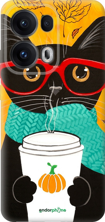 Силиконовый чехол Осенний кот для Oppo Reno13 Pro - 4026u-3943 изображение 