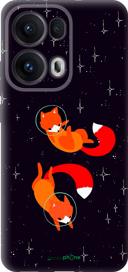 Силиконовый чехол Лисички в космосе для Oppo Reno13 Pro - 4519u-3943 изображение 