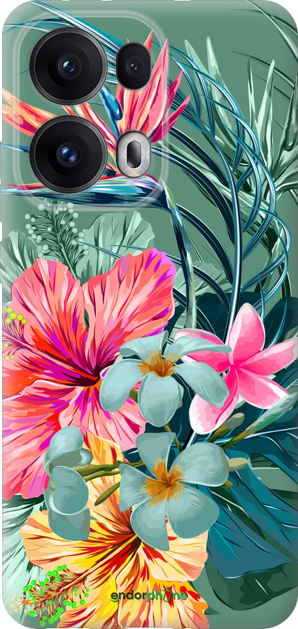 Силиконовый чехол Тропические цветы v1 для Oppo Reno13 Pro - 4667u-3943 изображение 