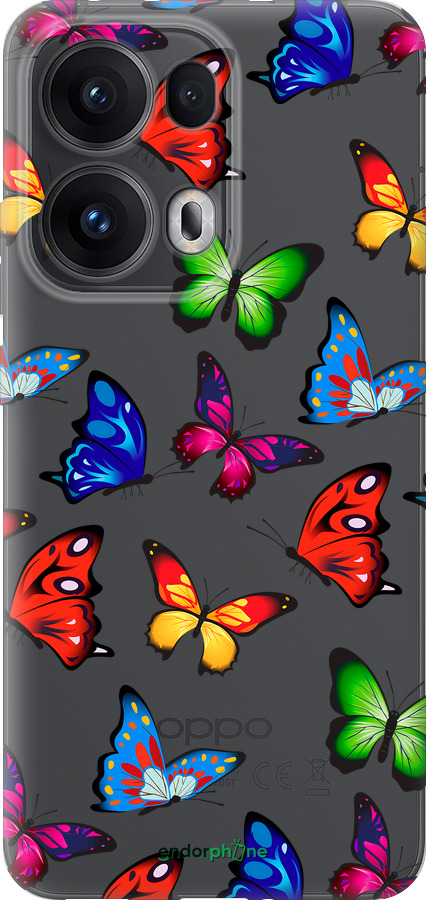 Силиконовый чехол Красочные мотыльки для Oppo Reno13 Pro - 4761u-3943 изображение 