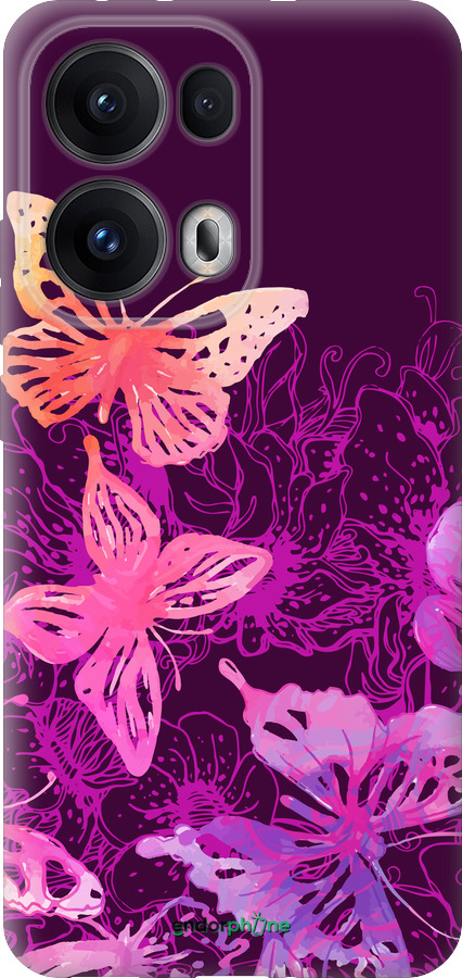Силиконовый чехол Бабочки v2 для Oppo Reno13 Pro - 5475u-3943 изображение 