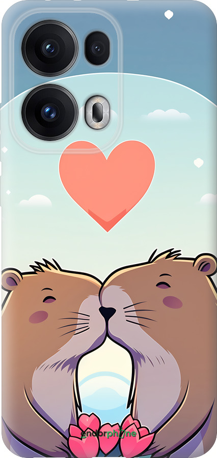 Силиконовый чехол Капибара любовь для Oppo Reno13 Pro - 6027u-3943 изображение 