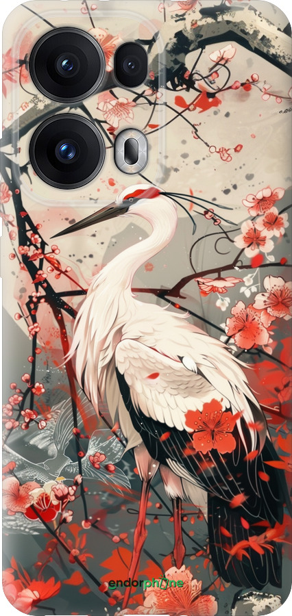 Силиконовый чехол Аист в цвету сакуры для Oppo Reno13 Pro - 6109u-3943 изображение 