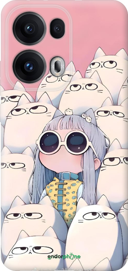 Силиконовый чехол Малышка с котами для Oppo Reno13 Pro - 6295u-3943 изображение 