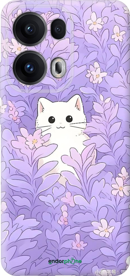 Силиконовый чехол Котик в цветах для Oppo Reno13 Pro - 6390u-3943 изображение 