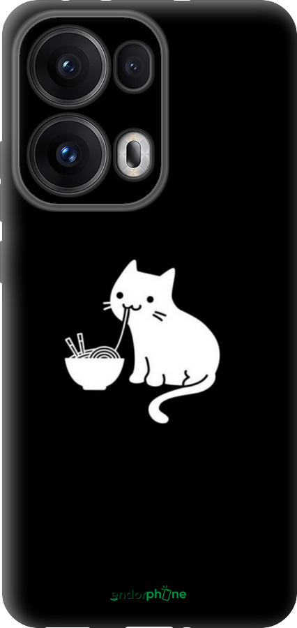 Силиконовый чехол С милым котом на черном фоне для Oppo Reno13 Pro - 6528u-3943 изображение 