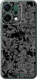 Силиконовый чехол Чёрно-серый стикер бомбинг для Oppo RENO14 5G - 2432u-4058 изображение 