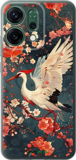 Силиконовый чехол Сакура и аист для Oppo RENO14 5G - 6108u-4058 изображение 