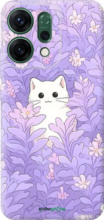 Силиконовый чехол Котик в цветах для Oppo RENO14 5G - 6390u-4058 изображение 