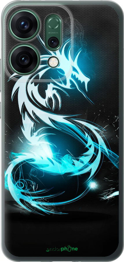 Силиконовый чехол Бело-голубой огненный дракон для Oppo RENO14 5G - 113u-4058 изображение 