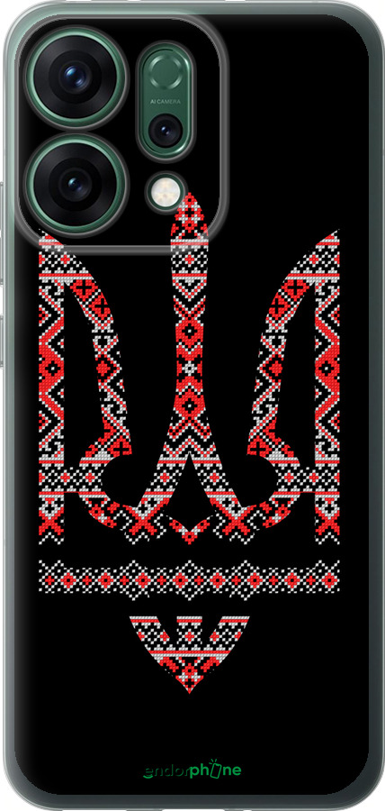 Силиконовый чехол Герб - вышиванка на черном фоне для Oppo RENO14 5G - 1196u-4058 изображение 