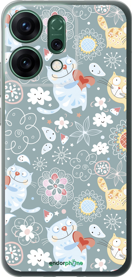 Силиконовый чехол Котята v3 для Oppo RENO14 5G - 1223u-4058 изображение 