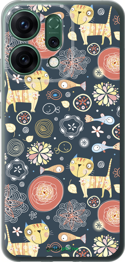 Силиконовый чехол Котята v4 для Oppo RENO14 5G - 1224u-4058 изображение 