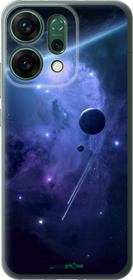 Силиконовый чехол Планеты в синем космосе для Oppo RENO14 5G - 171u-4058 изображение 