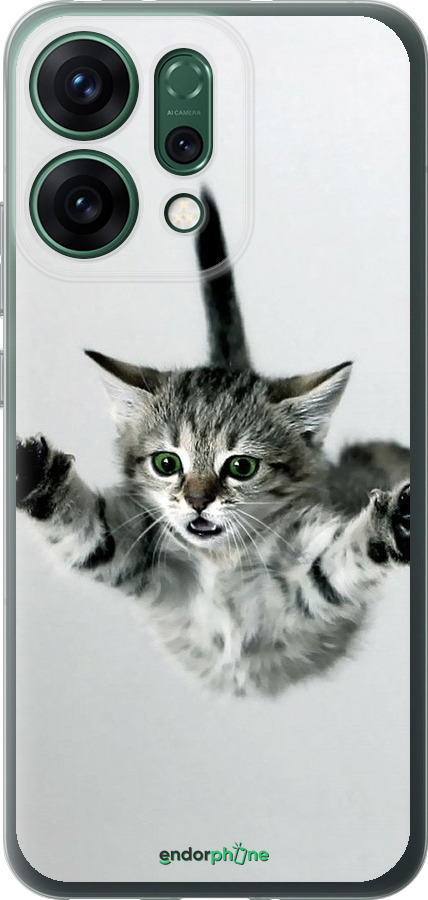 Силиконовый чехол Летящий котёнок для Oppo RENO14 5G - 2322u-4058 изображение 