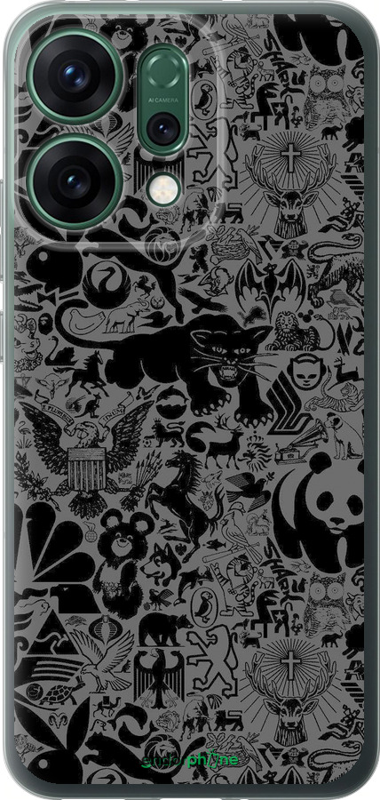 Силиконовый чехол Чёрно-серый стикер бомбинг для Oppo RENO14 5G - 2432u-4058 изображение 