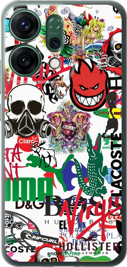 Силиконовый чехол Many different logos для Oppo RENO14 5G - 4022u-4058 изображение 