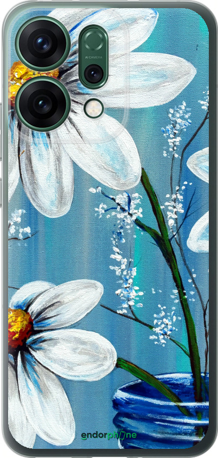 Силиконовый чехол Красивые арт-ромашки для Oppo RENO14 5G - 4031u-4058 изображение 