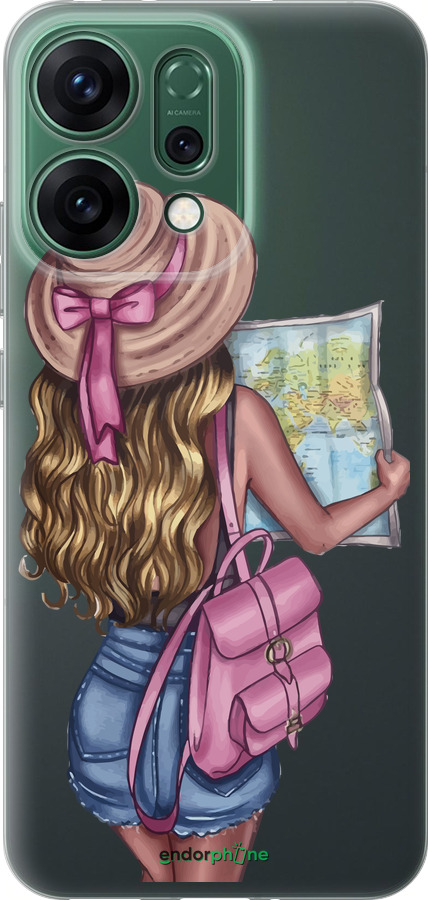 Силиконовый чехол Девушка с картой для Oppo RENO14 5G - 4704u-4058 изображение 