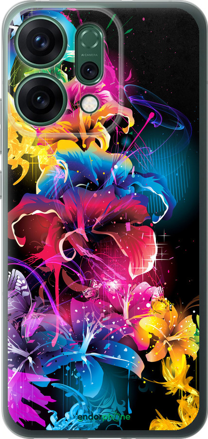 Силиконовый чехол Абстрактные цветы для Oppo RENO14 5G - 511u-4058 изображение 