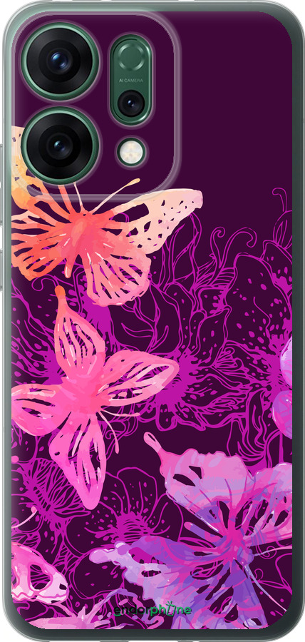 Силиконовый чехол Бабочки v2 для Oppo RENO14 5G - 5475u-4058 изображение 