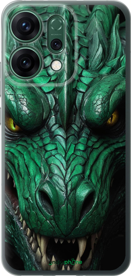 Силиконовый чехол Зелёный дракон v2 для Oppo RENO14 5G - 5817u-4058 изображение 